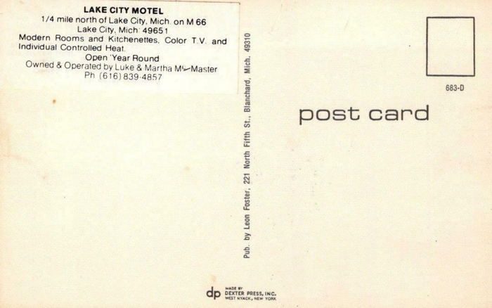 Lake City Motel (Motel Tafel) - Old Postcard